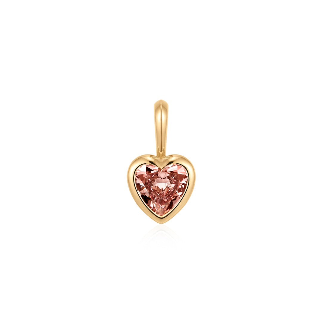 Padparadscha Lab-Grown Sapphire Heart Charm