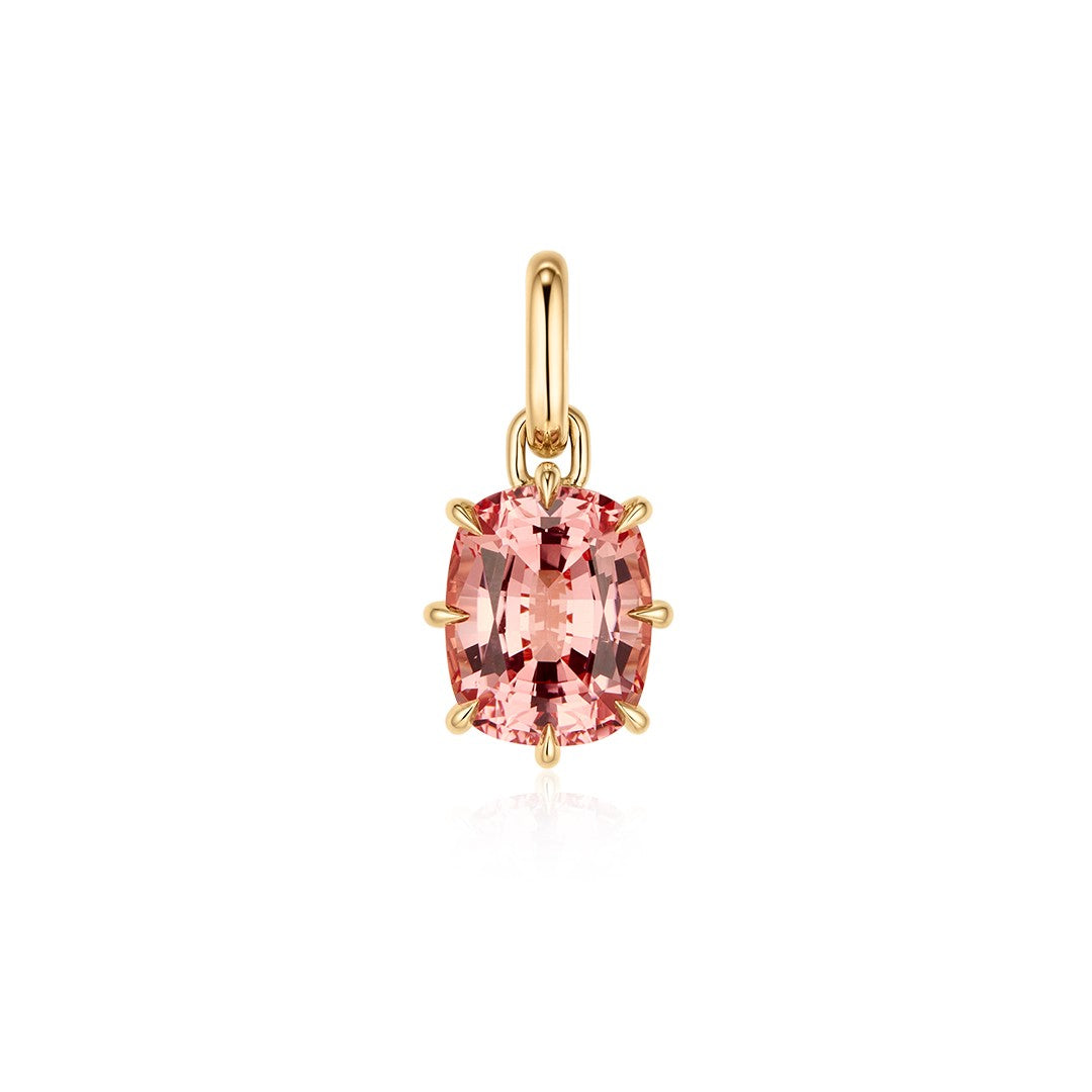 Padparadscha Cushion-Cut Birthstone Chain Charm