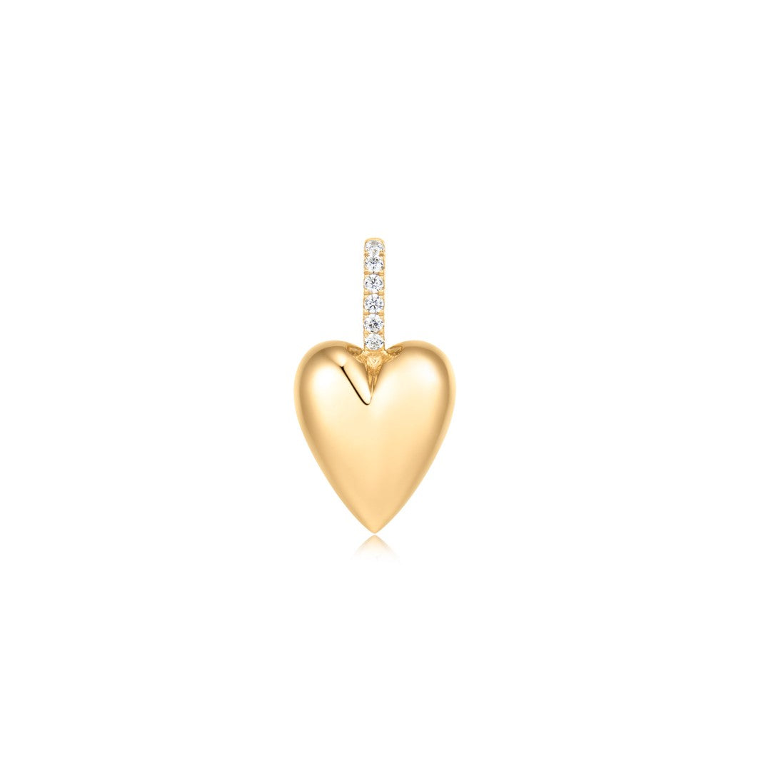 Gold Heart Charm with Diamond Bail