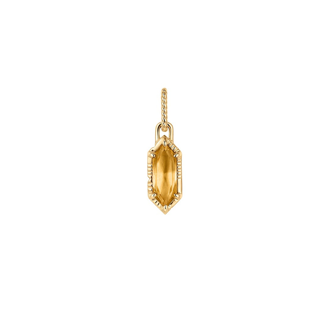 Hexagon Citrine Gold Pendant