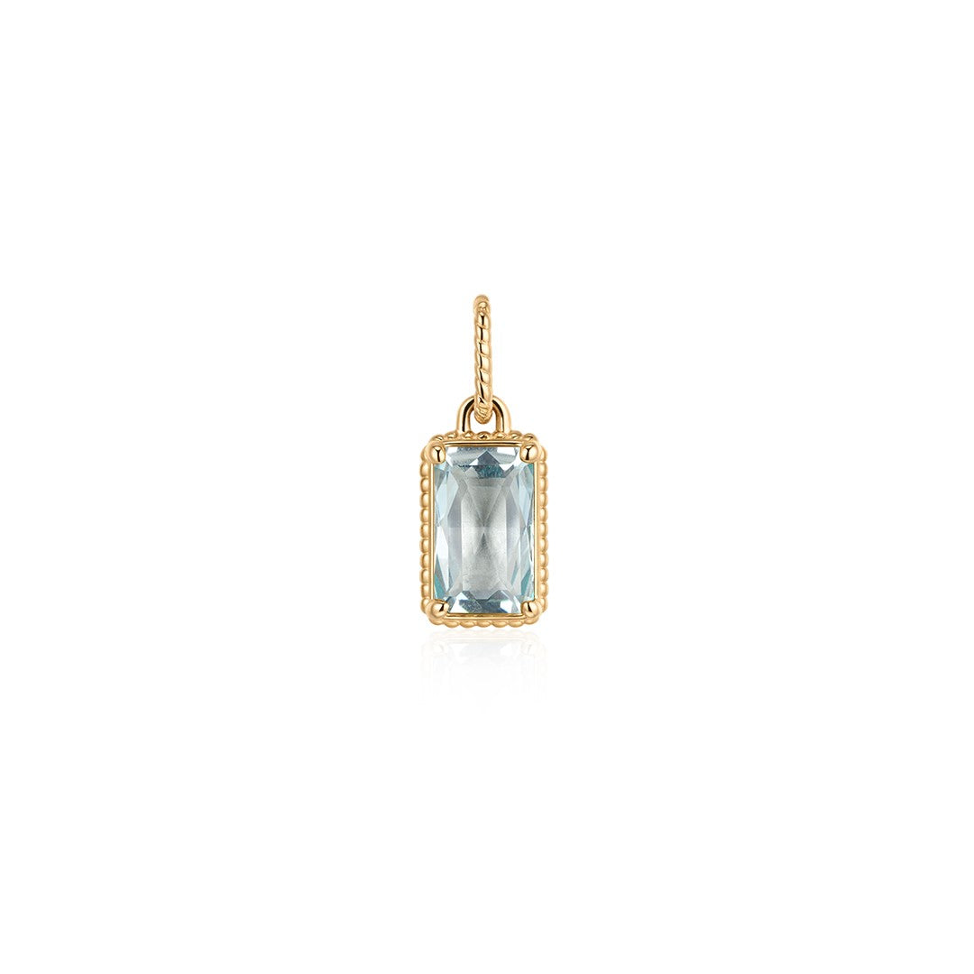 Emerald-Cut Lab-Grown Aquamarine Birthstone Pendant