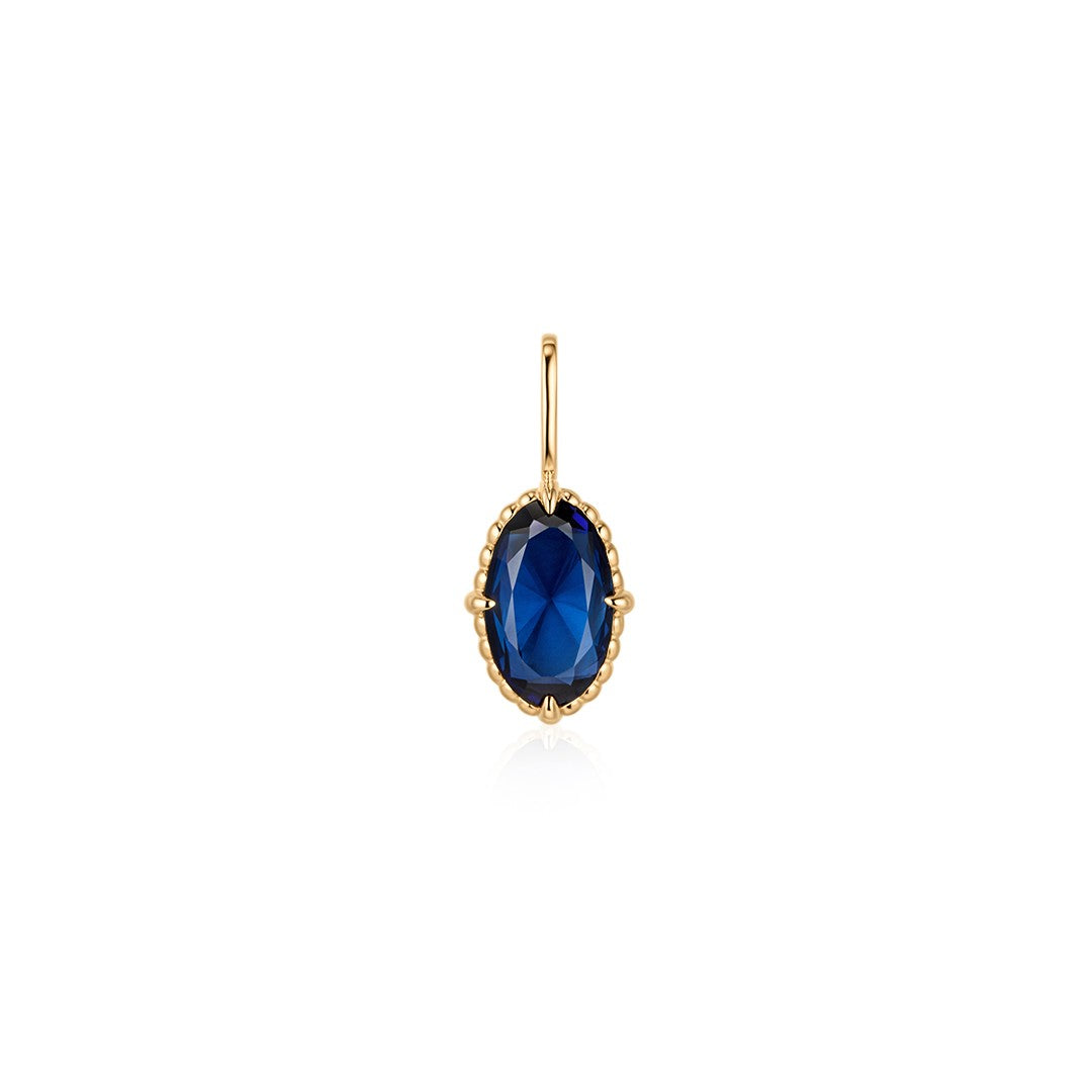 Lab-Grown Blue Sapphire Oval Birthstone Chain Charm
