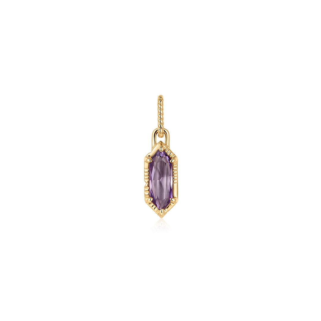 Lab-Grown Purple Sapphire Hexagon Charm