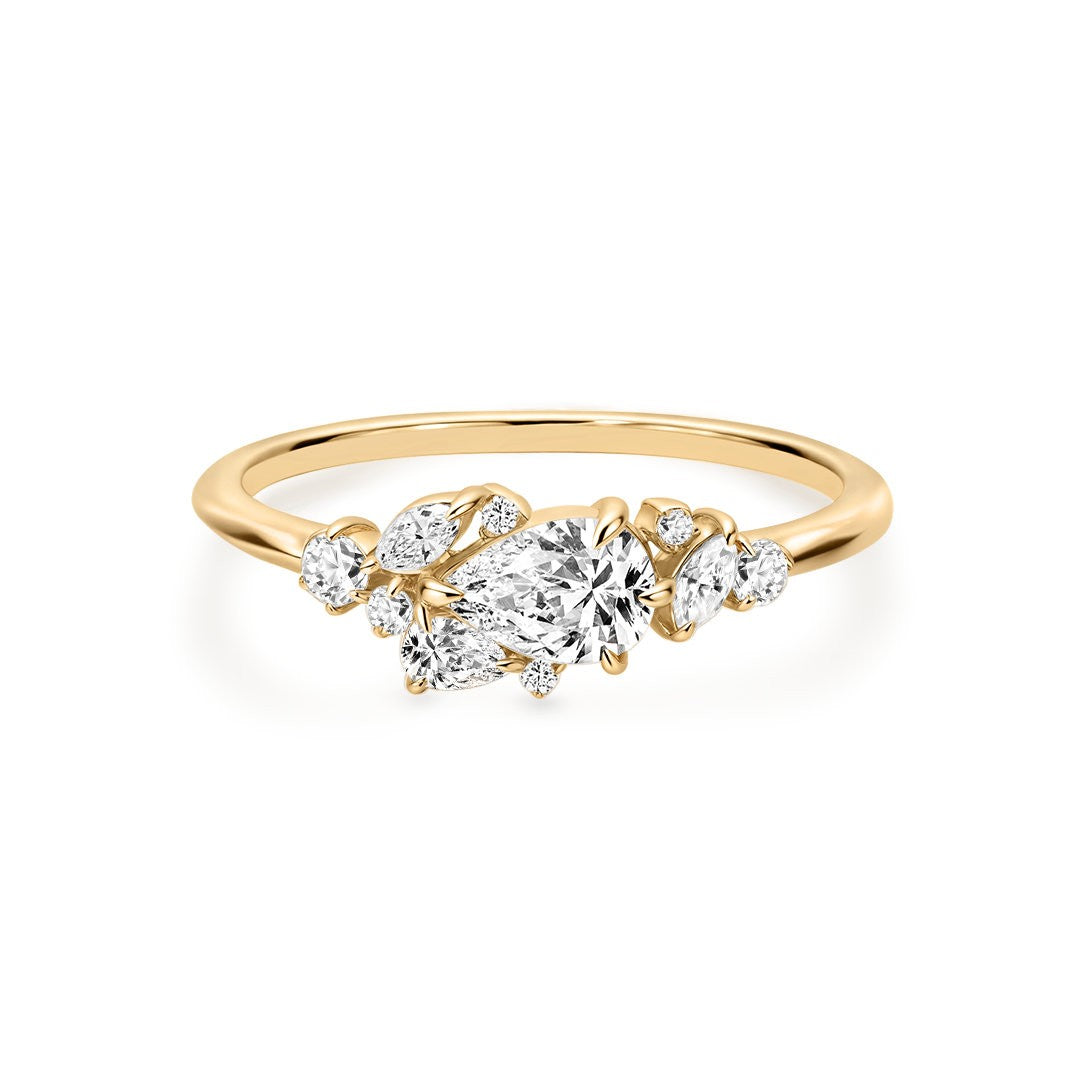 Rose-Cut Pear Lab-Grown Diamond Romantic Cluster Engagement Ring