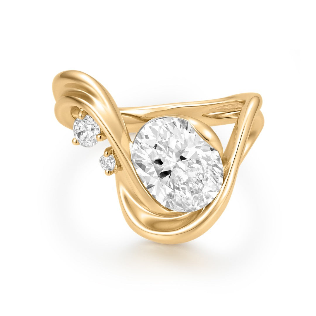 Twist Ribbon Oval Lab-Grown Diamond Statement Ring
