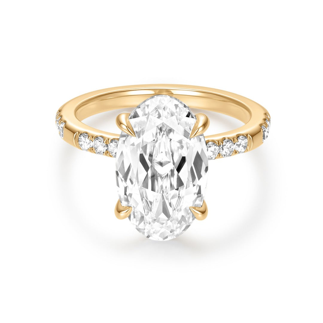 Oval Lab-Grown Diamond Solitaire Ring with Pavé Accents
