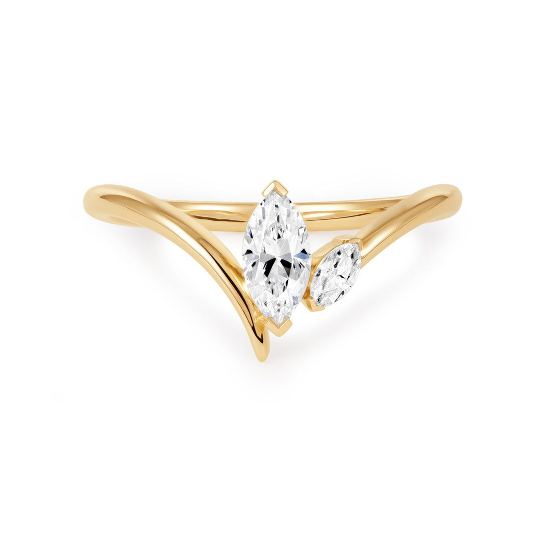 Marquise-Cut Lab-Grown Diamond V-Band Engagement Ring