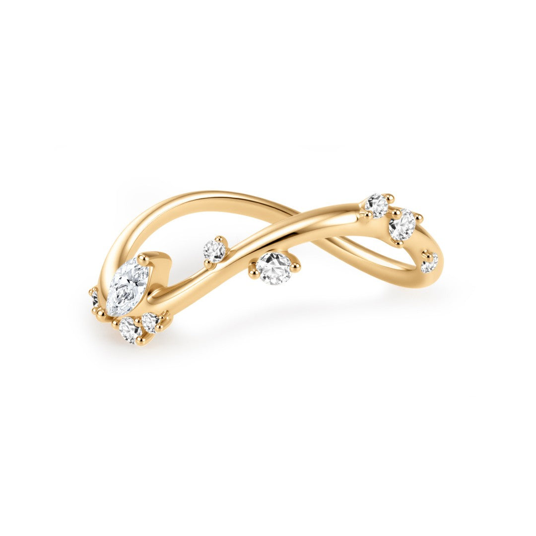 Marquise & Scattered Diamond Curve Ring – Lab-Grown Diamonds