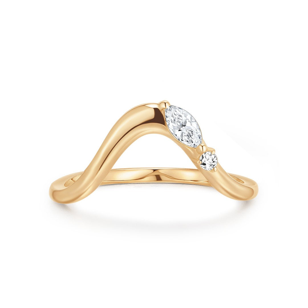 Marquise Curve Ring with Diamond Accent – Lab-Grown Diamonds