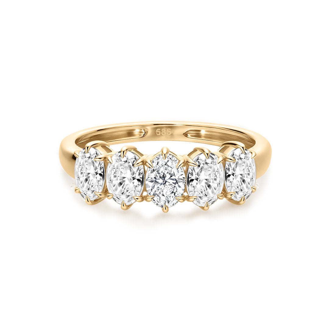 Lab-Grown Diamond Rose-Cut Oval Band Ring