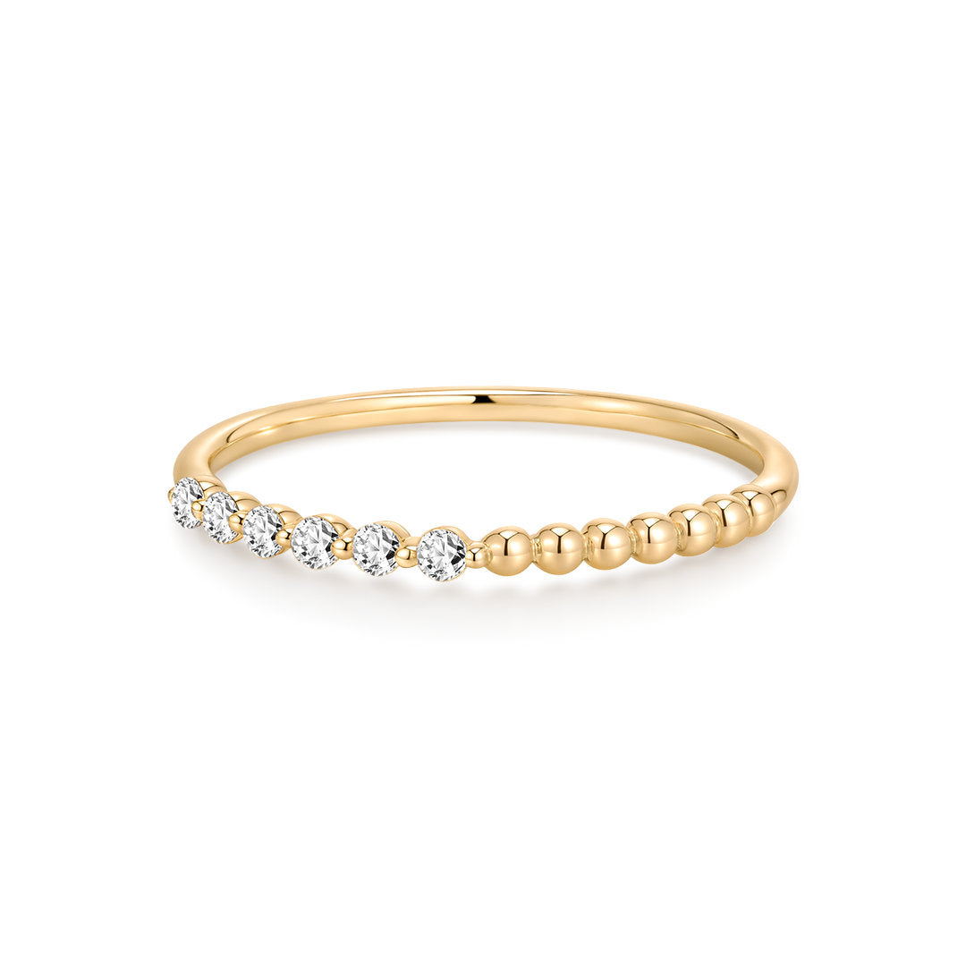 Round Lab-Grown Diamond Beaded Delicate Stacking Ring