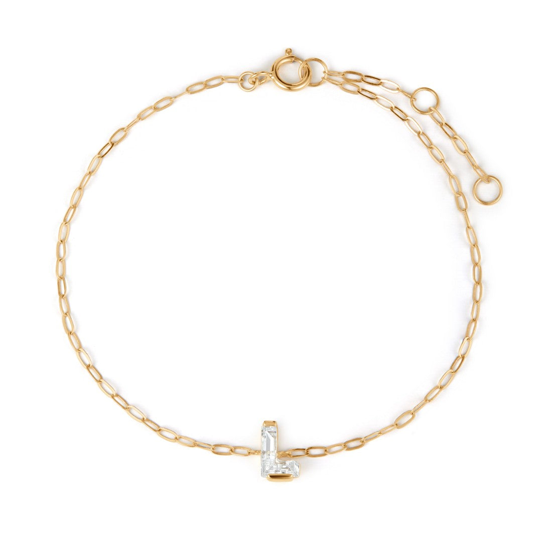 Fancy-Cut Lab Diamond Initial L Bracelet