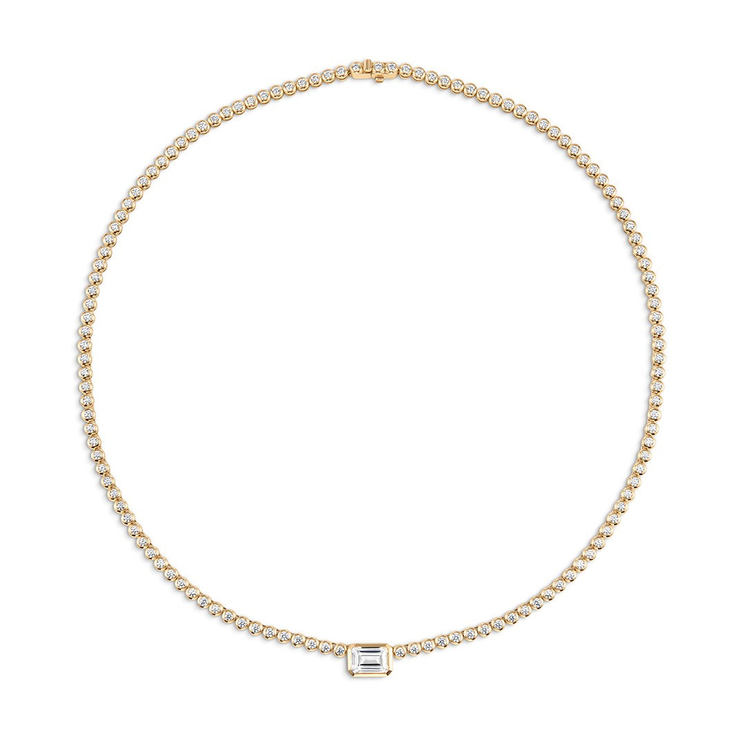 Lab Diamond Tennis Bracelet with Emerald-Cut Accent