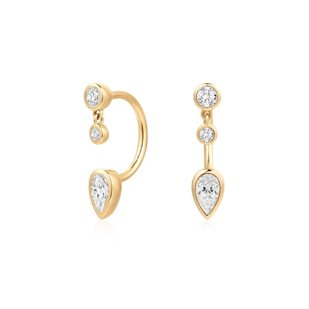 Mixed-Shape Lab-Grown Diamond Bezel Barbell Earring