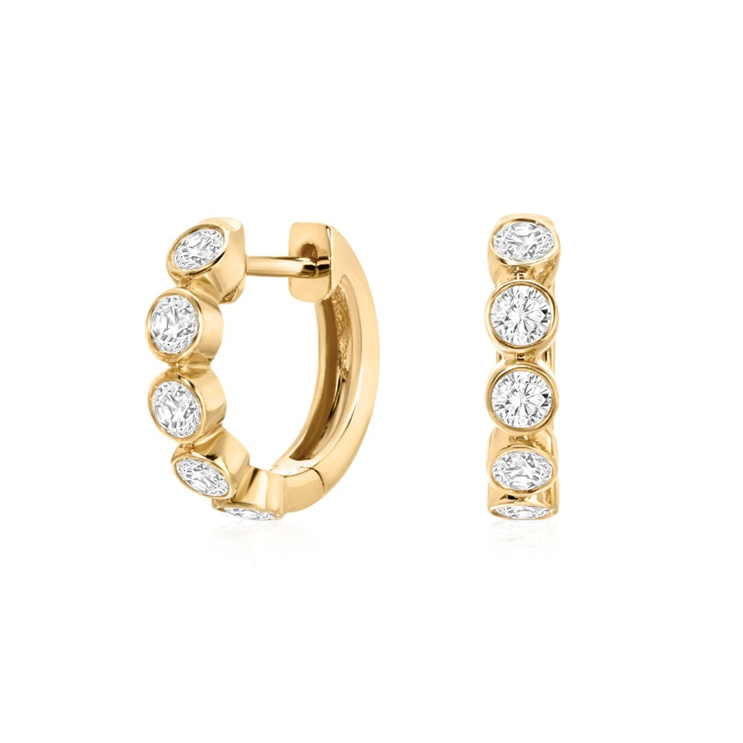 Lab-Grown Diamond Bezel-Set Huggie Earrings