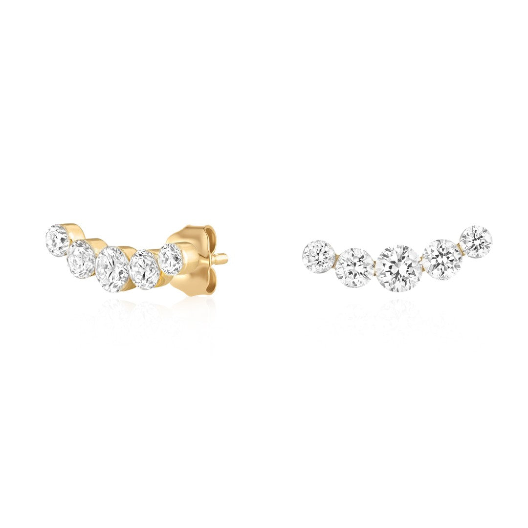 Lab-Grown Diamond Invisible Set Graduated Ear Climber Studs