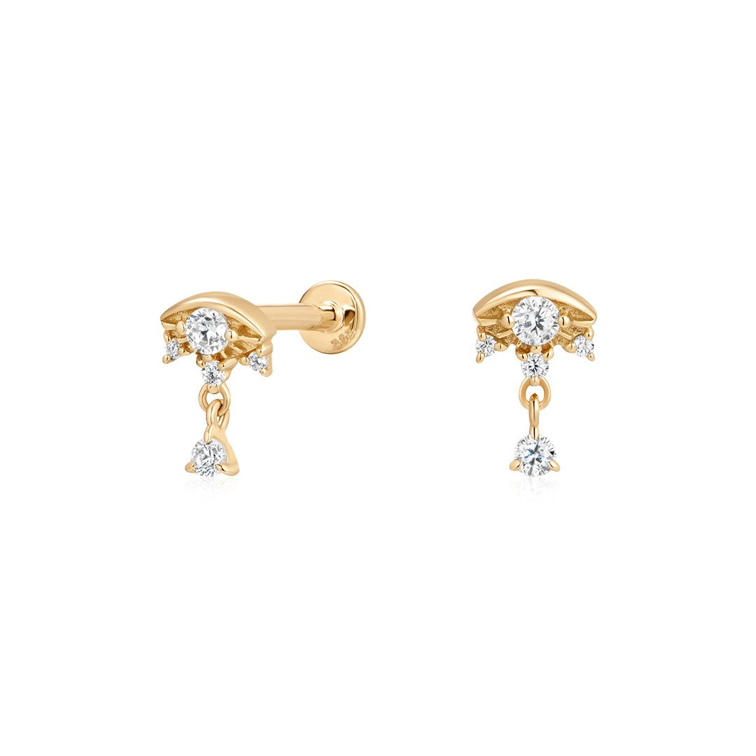 Half-Moon Lab-Grown Diamond Flat Back Piercing Stud