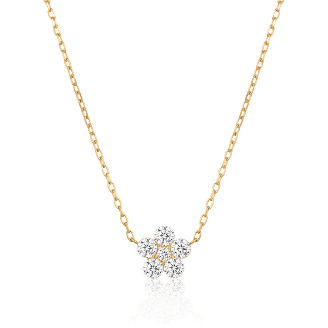 Lab-Grown Diamond Invisible Set Flower Pendant Necklace