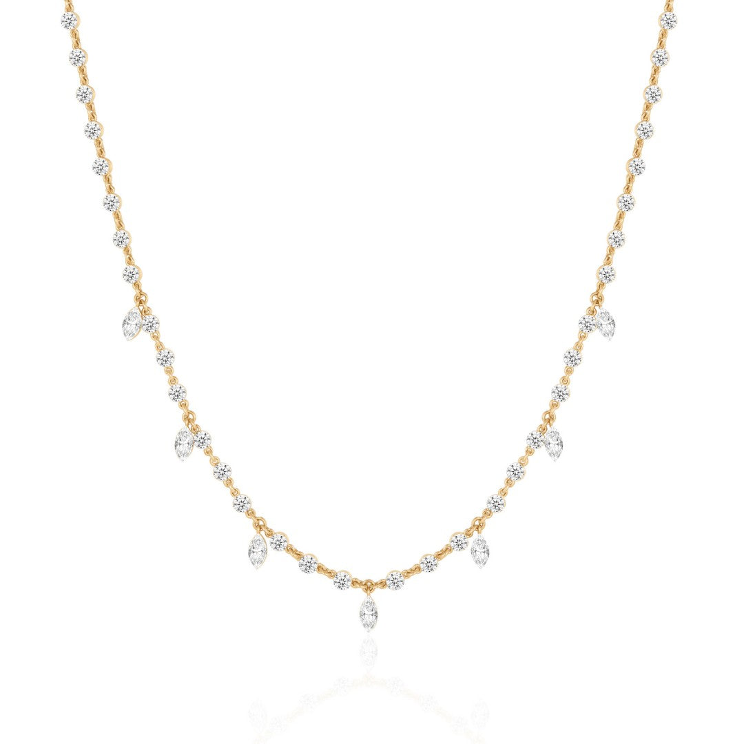 Invisible Set Lab Diamond Necklace with Marquise Accents