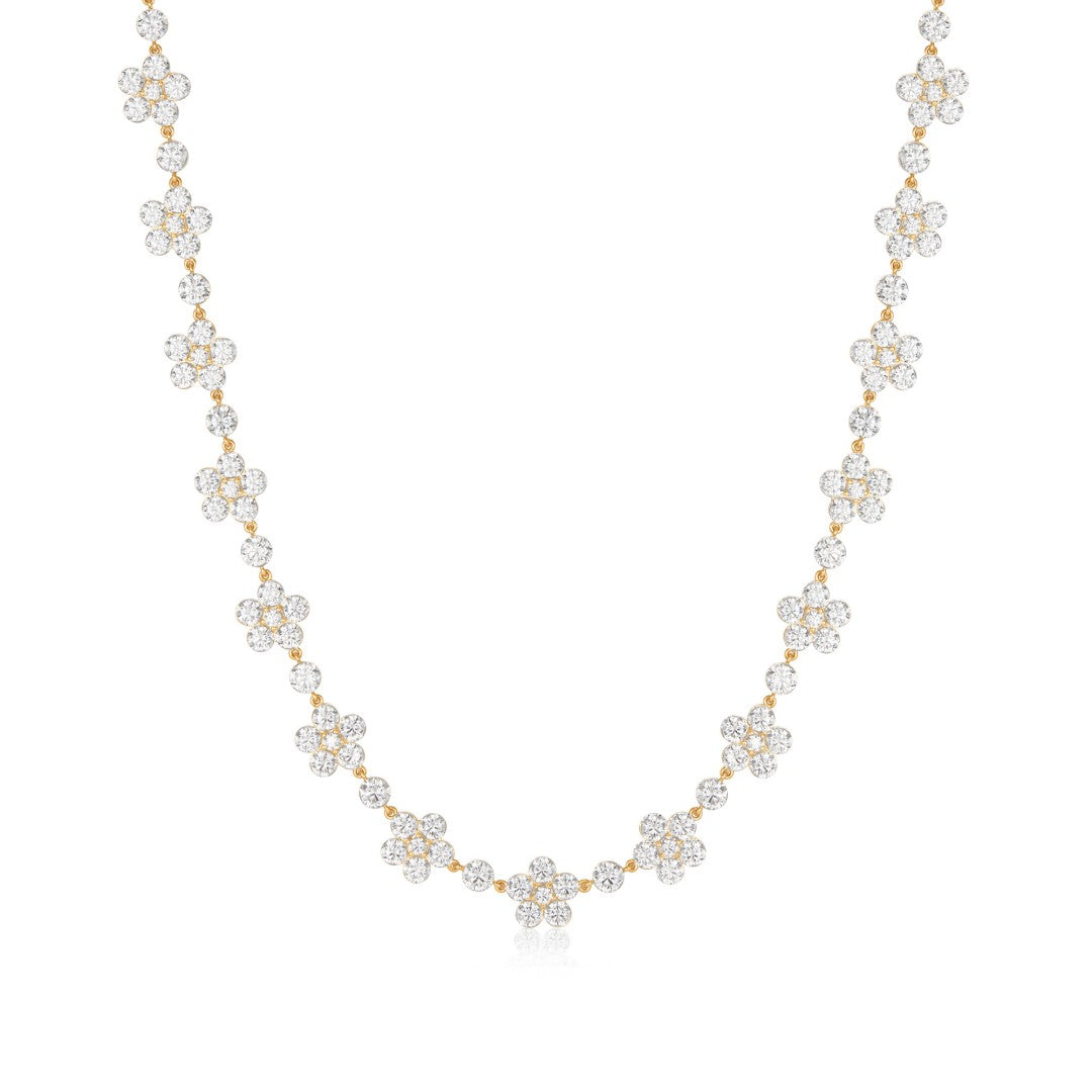 Invisible Set Floral Lab Diamond Cluster Necklace
