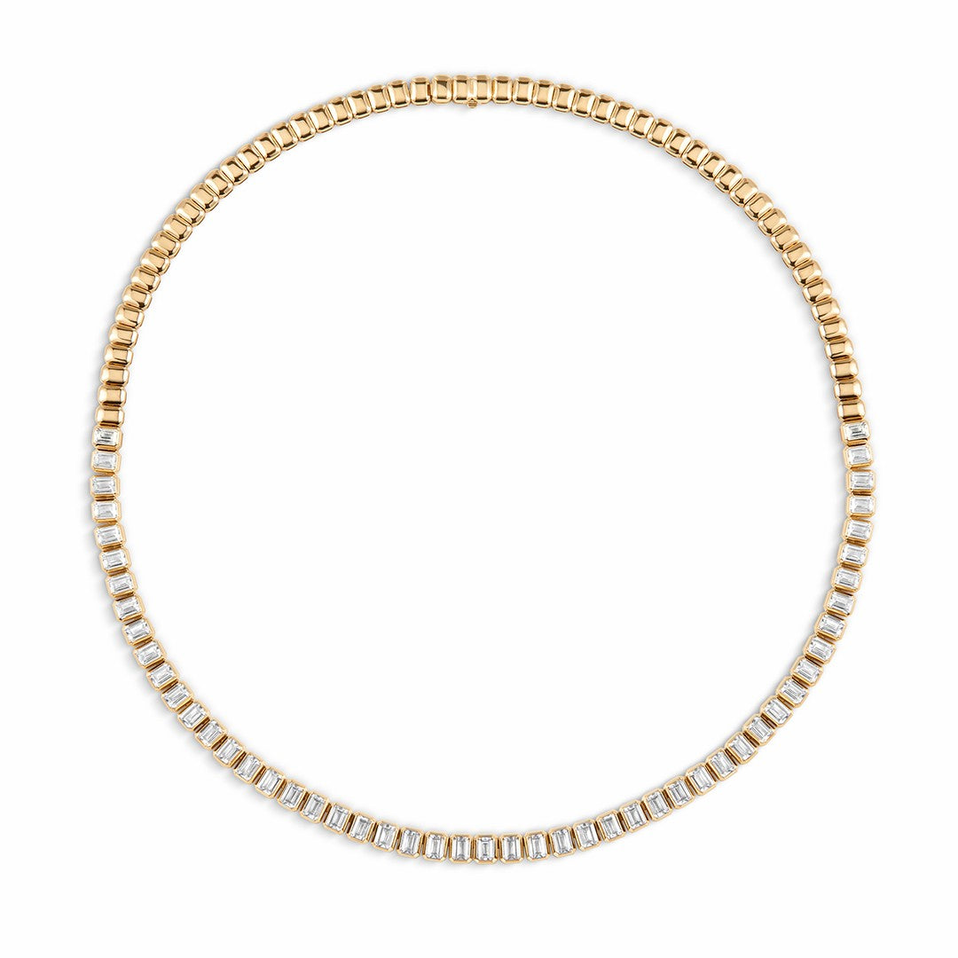 High-Carat Emerald Cut Lab-Grown Diamond Line Necklace
