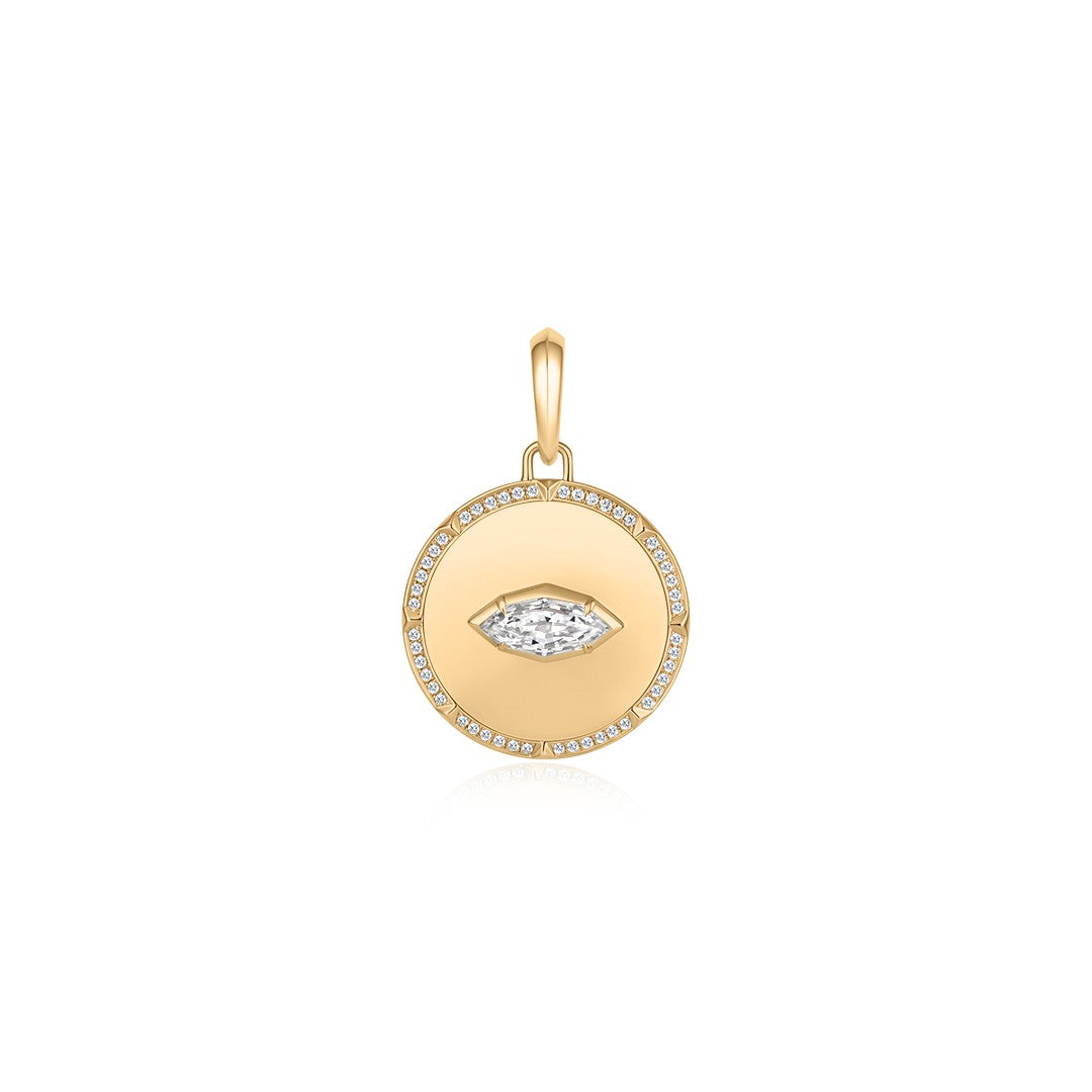 Lab-Grown Diamond Medallion Charm with Marquise Center Stone