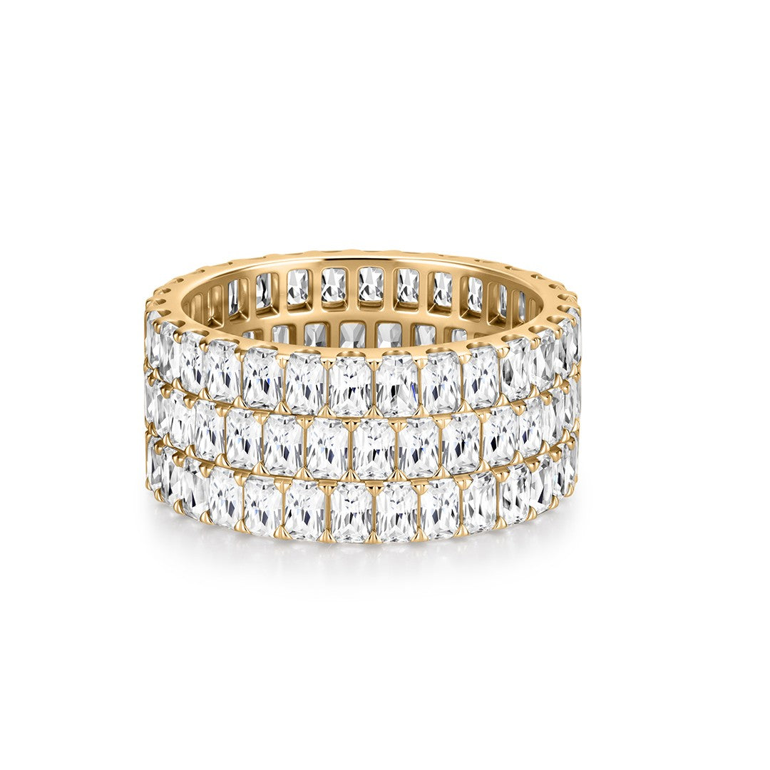 Wide Band Ring with Radiant Cut Lab Diamonds
