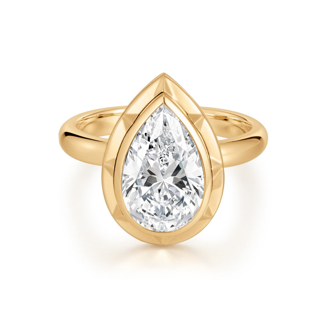 Lab Diamond Pear Shape Bezel Engagement Ring