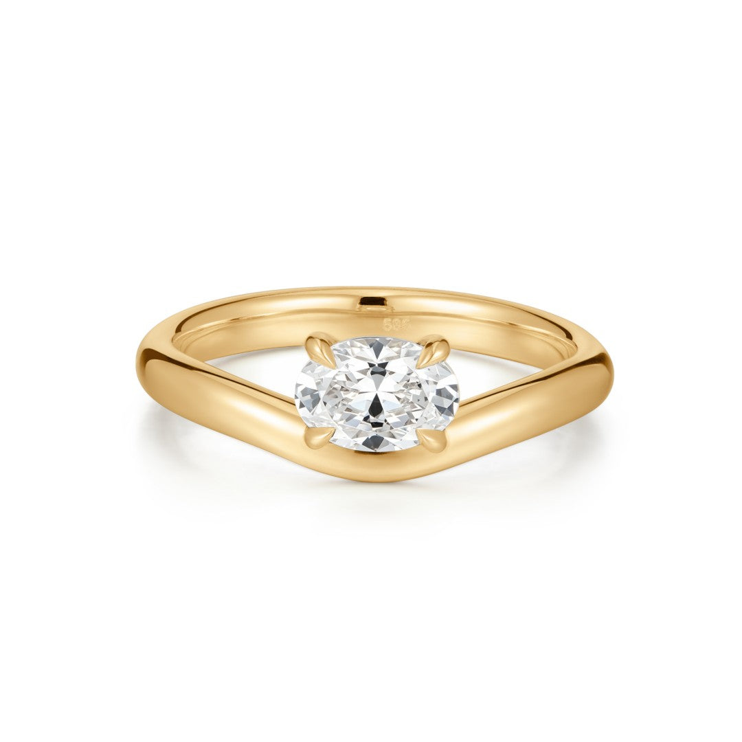 East-West Oval-Cut Lab-Grown Diamond Engagement Ring