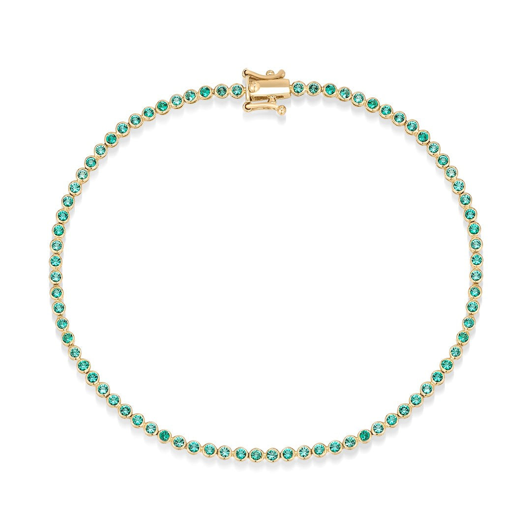 Lab Emerald Round Bezel Tennis Bracelet