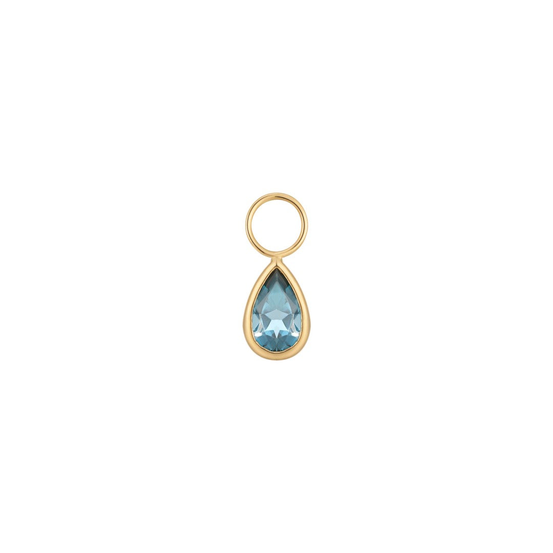 Blue Topaz Drop Charm for Huggies