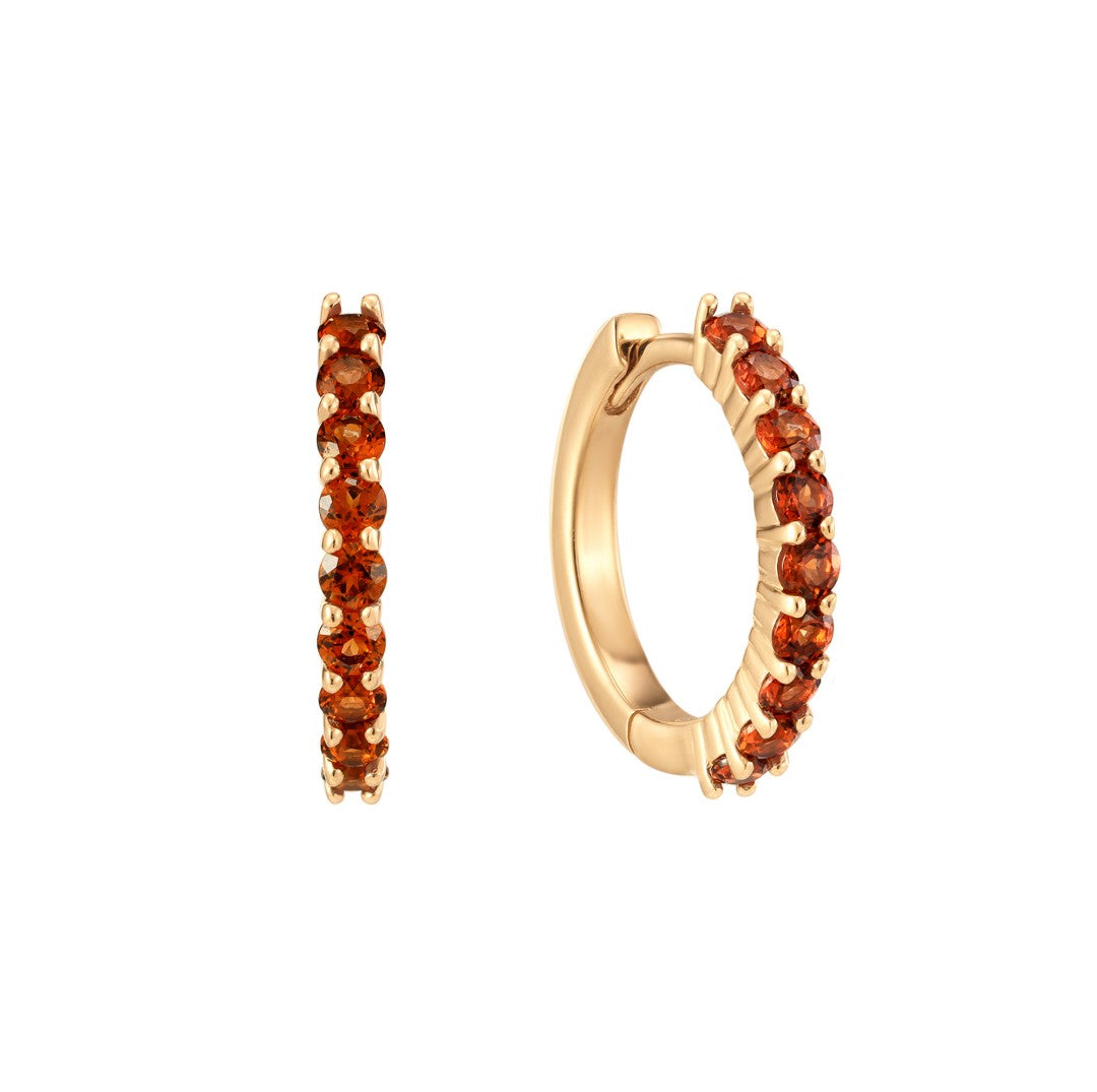 Garnet Pavé Huggie Hoops