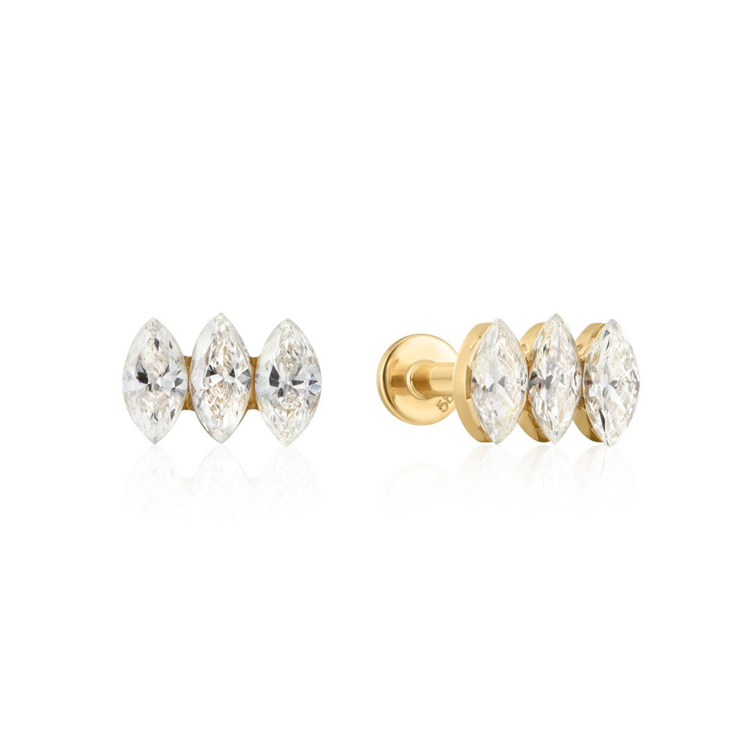 Lab-Grown Diamond Marquise Arc Flat Back Stud