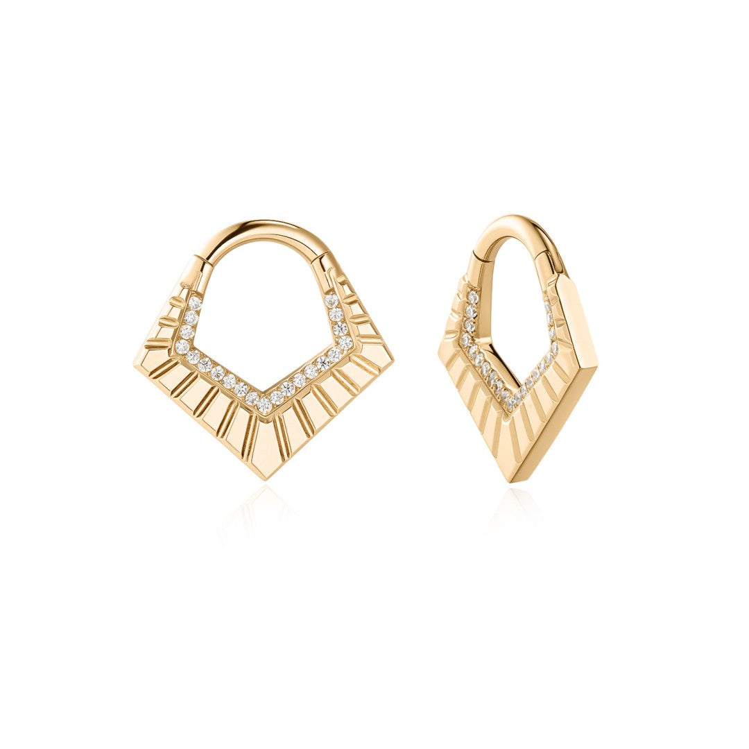 Art Deco Lab Diamond Fan Clicker Earrings