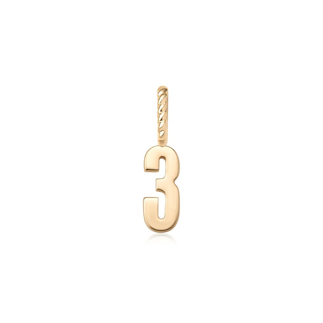 Classic Number 3 Charm Pendant
