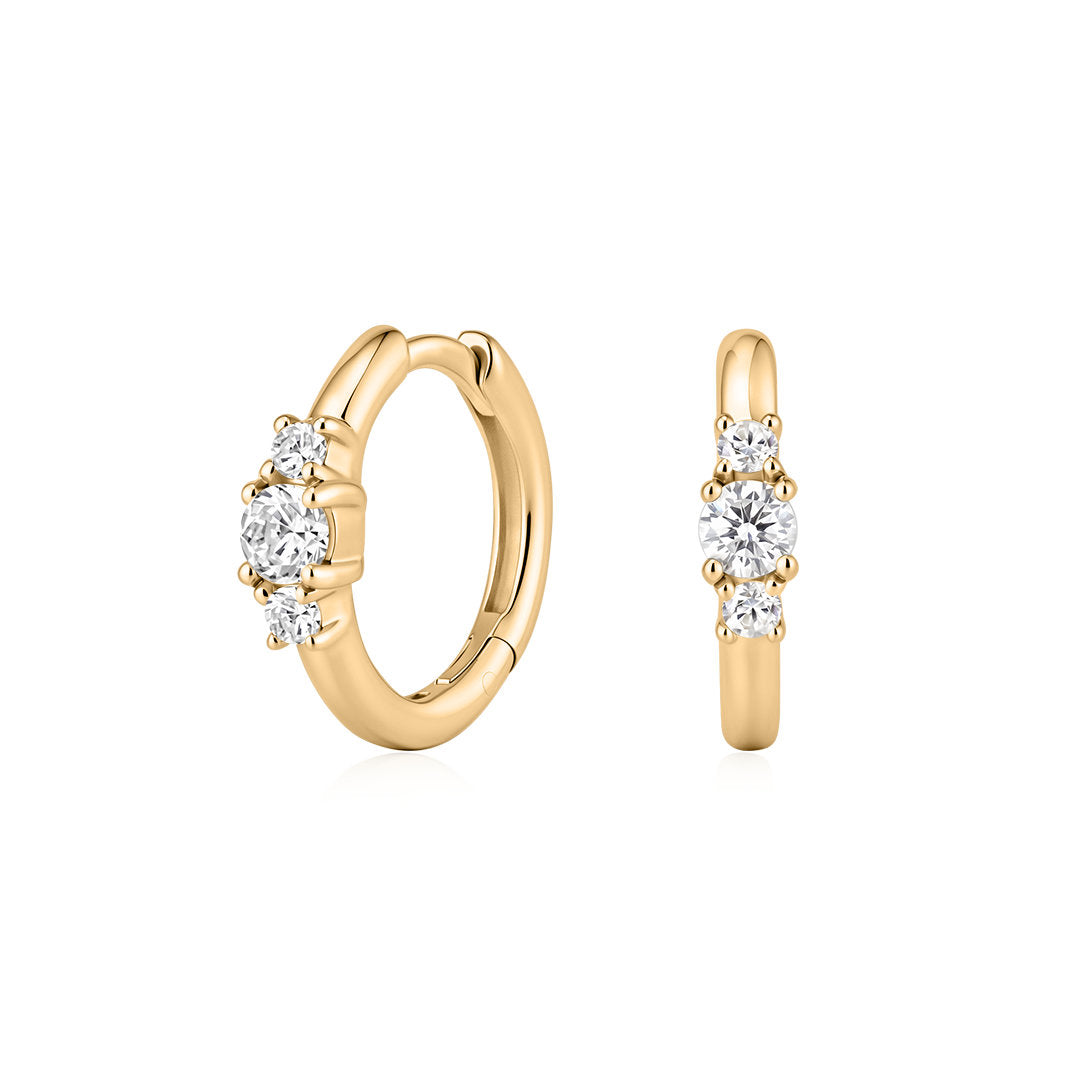 Round Lab-Grown Diamond Cluster Huggie Earrings