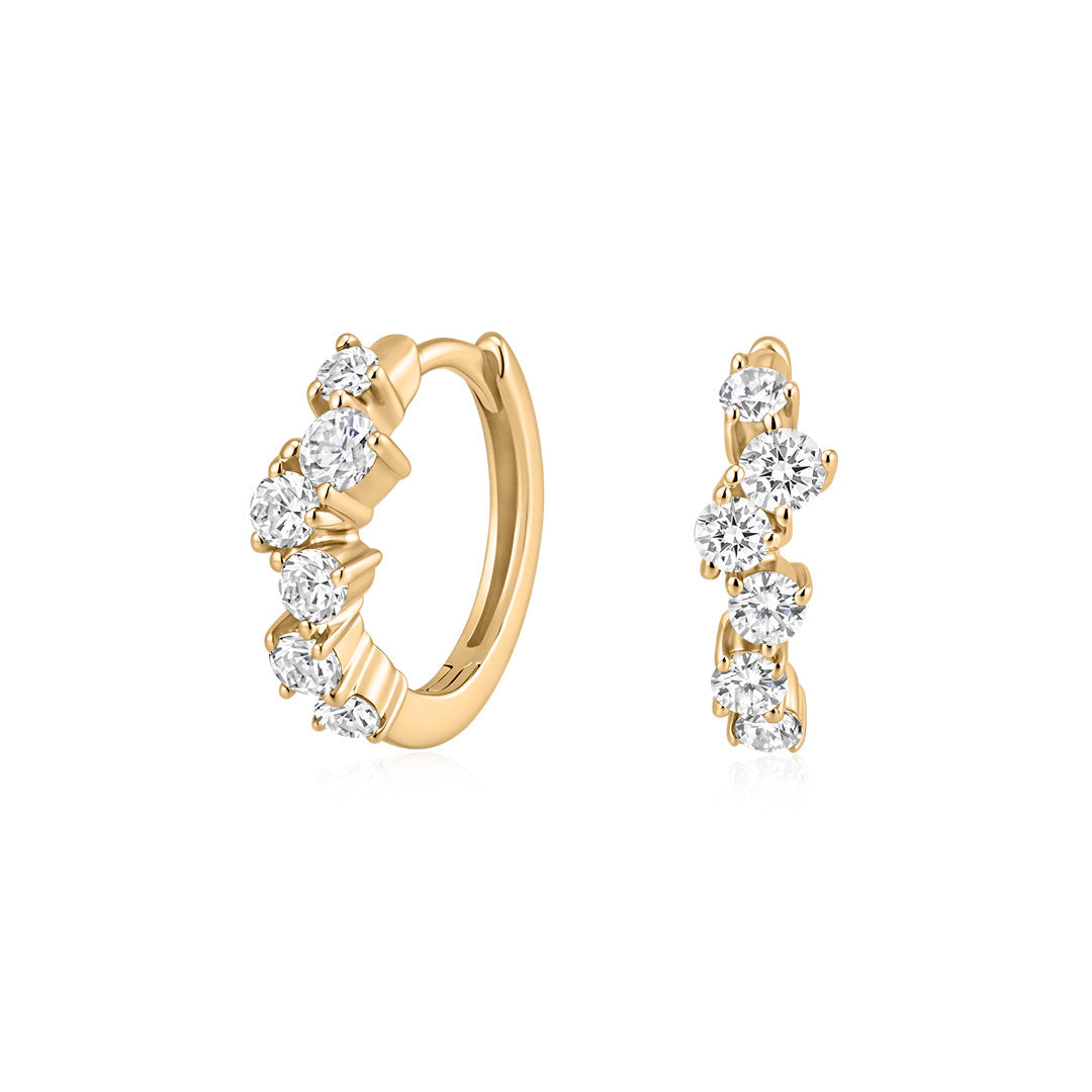Graduated Lab-Grown Diamond Cluster Huggie Earrings