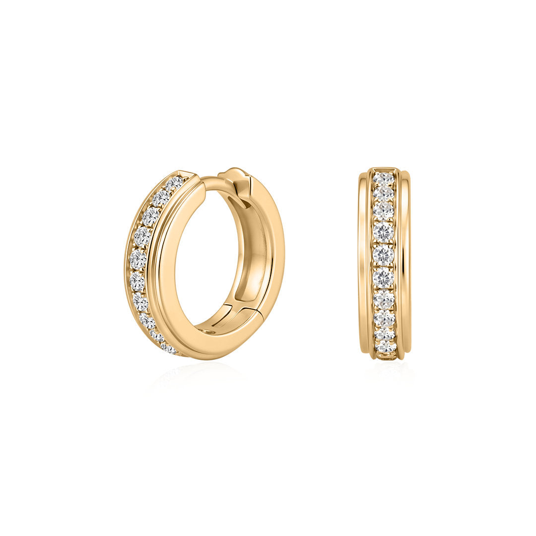 Single-Row Pavé Lab-Grown Diamond Huggie Earrings