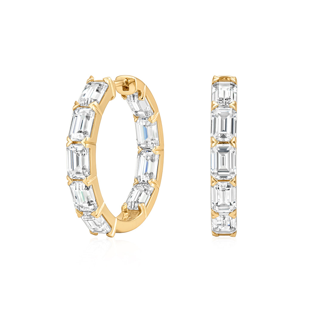 Emerald-Cut Lab-Grown Diamond Hoop Earrings