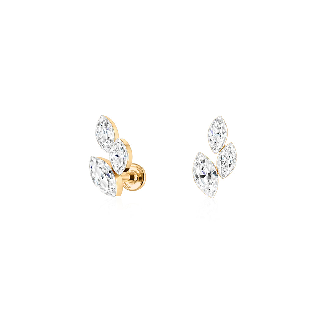 Lab Grown Diamond Vine Flat Back Piercing Stud