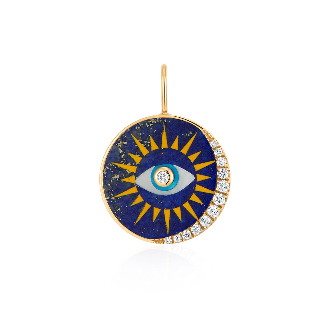 Eye Sunburst Diamond Medallion Charm