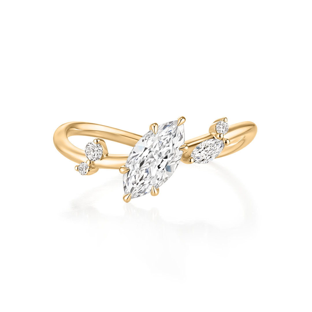 Marquise Lab-Grown Diamond Ring with Mixed Diamond Accents