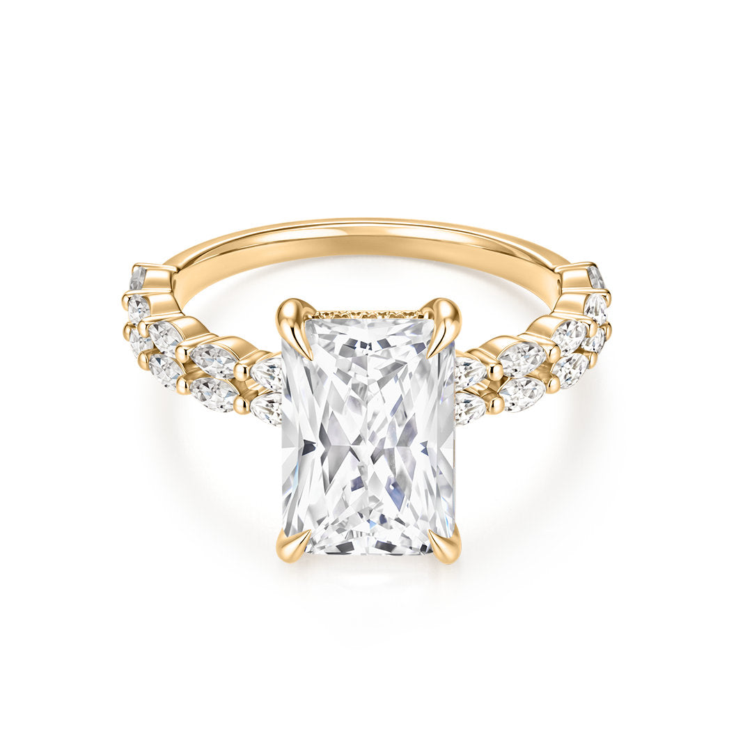 Radiant-Cut Lab-Grown Diamond Engagement Ring with Pavé Band
