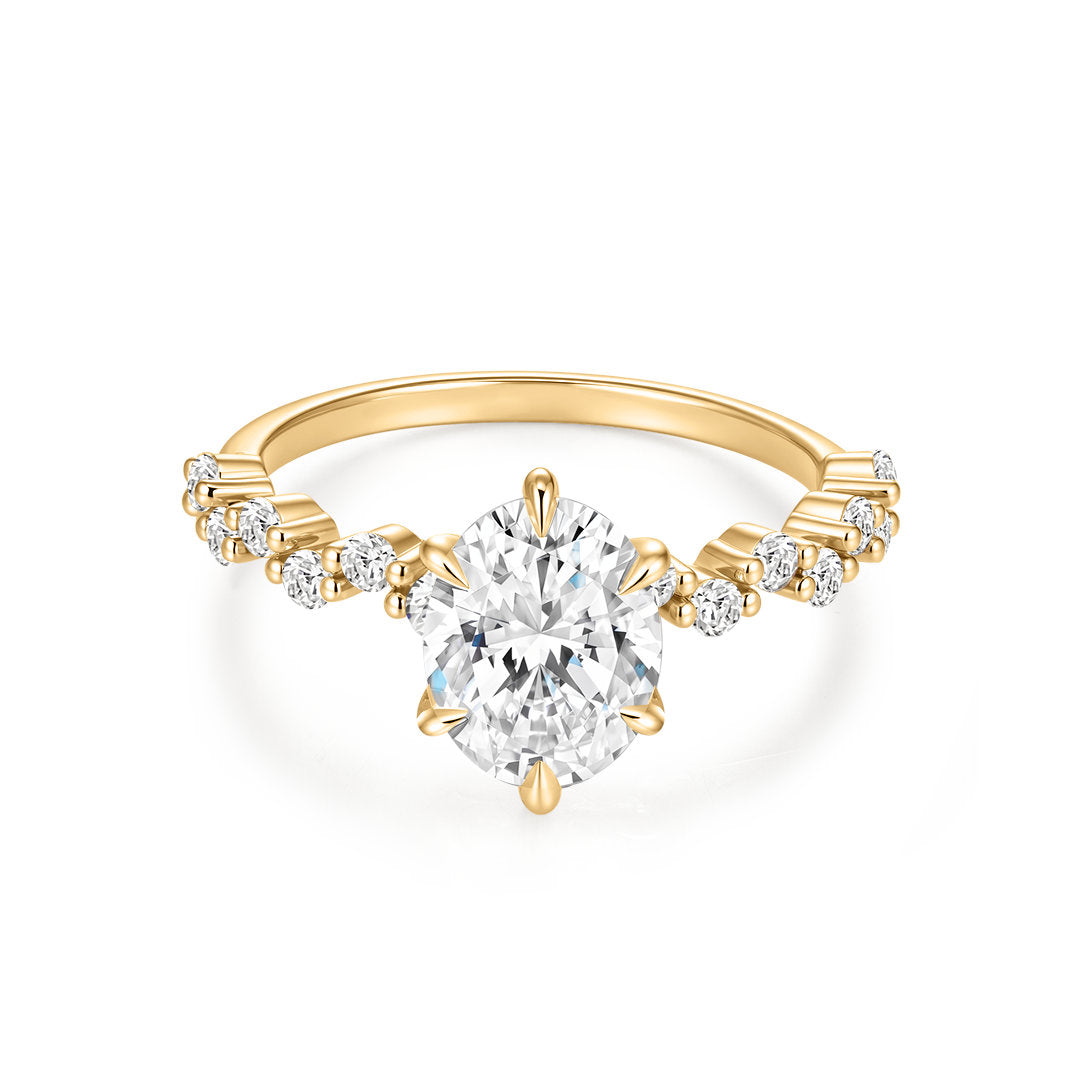 Oval Lab-Grown Diamond Engagement Ring with Cluster Accent Band