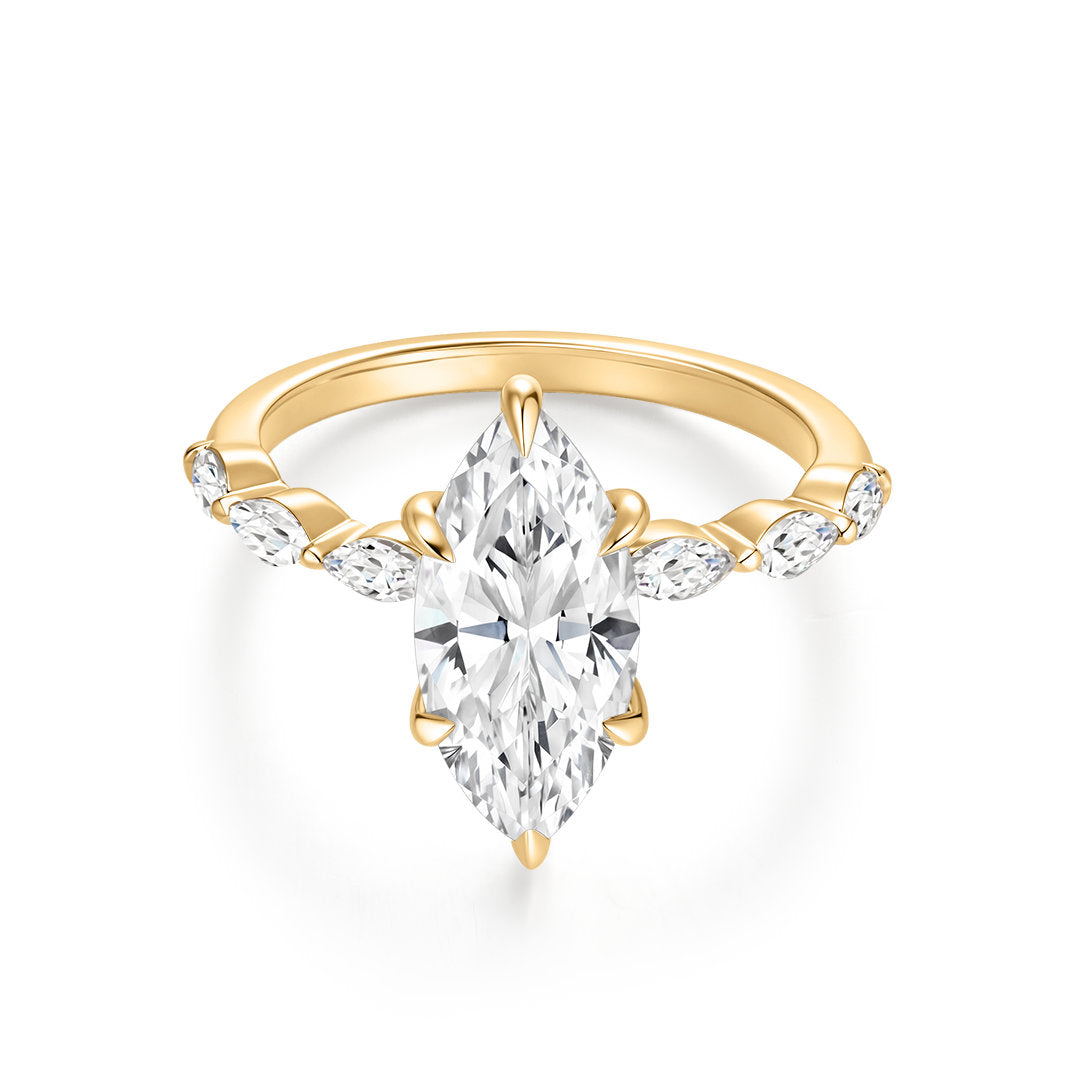 Marquise Lab-Grown Diamond Engagement Ring with Accent Diamonds