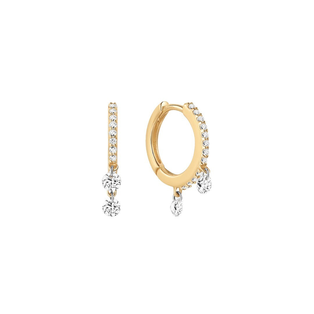 Lab-Grown Diamond Double-Drop Pavé Huggie Earrings