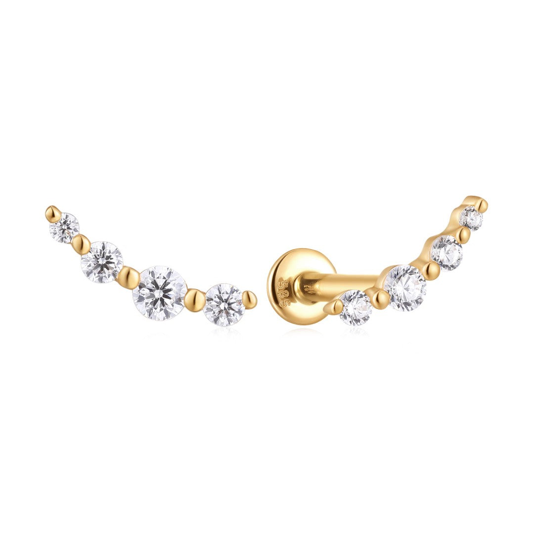 Round Diamond Curved Bar Flatback Stud