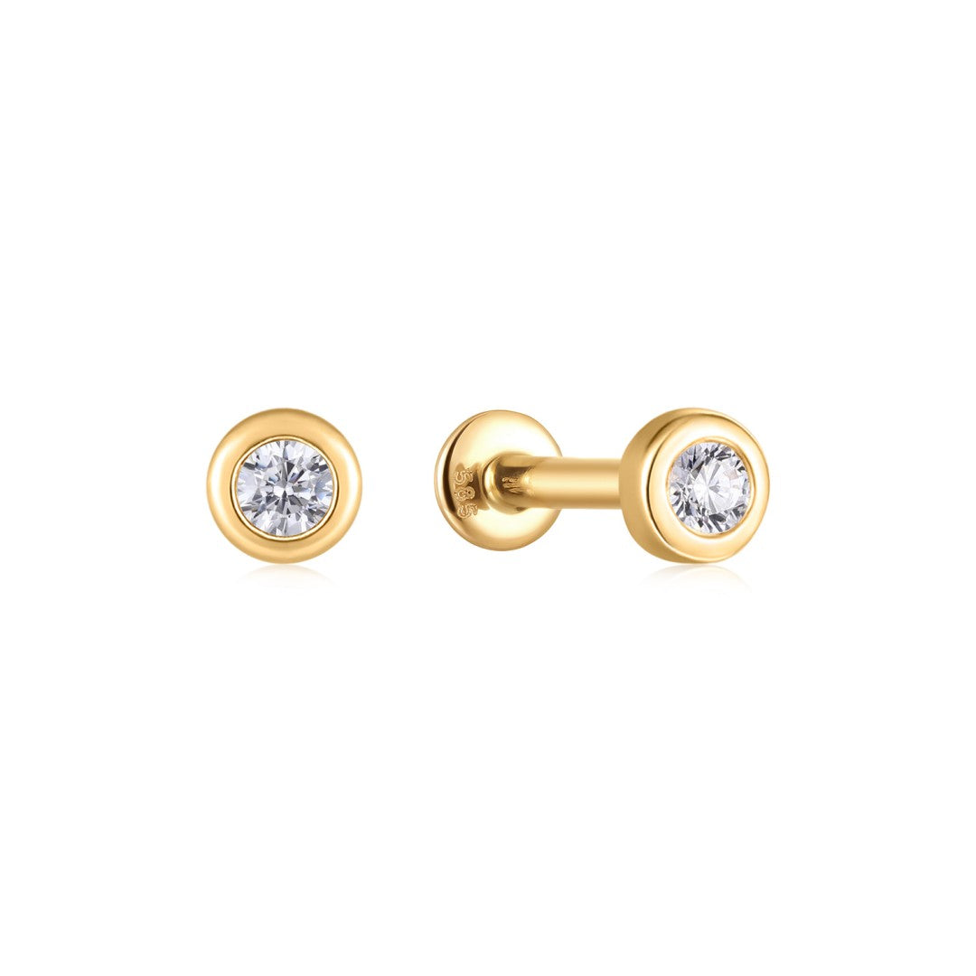 Round Diamond Bezel Flatback Stud