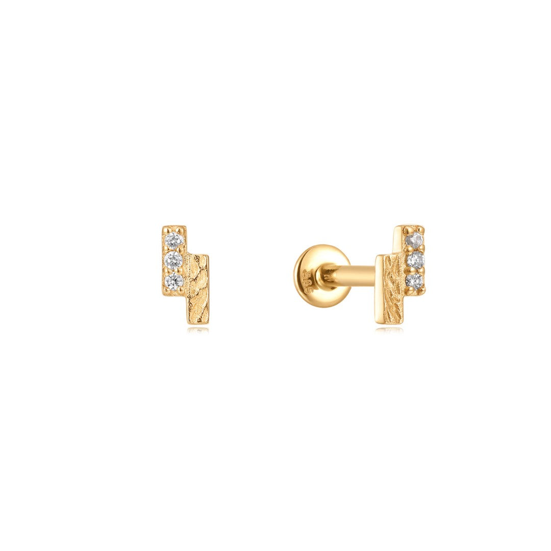 Round Natural Diamond Flat Back Piercing Stud