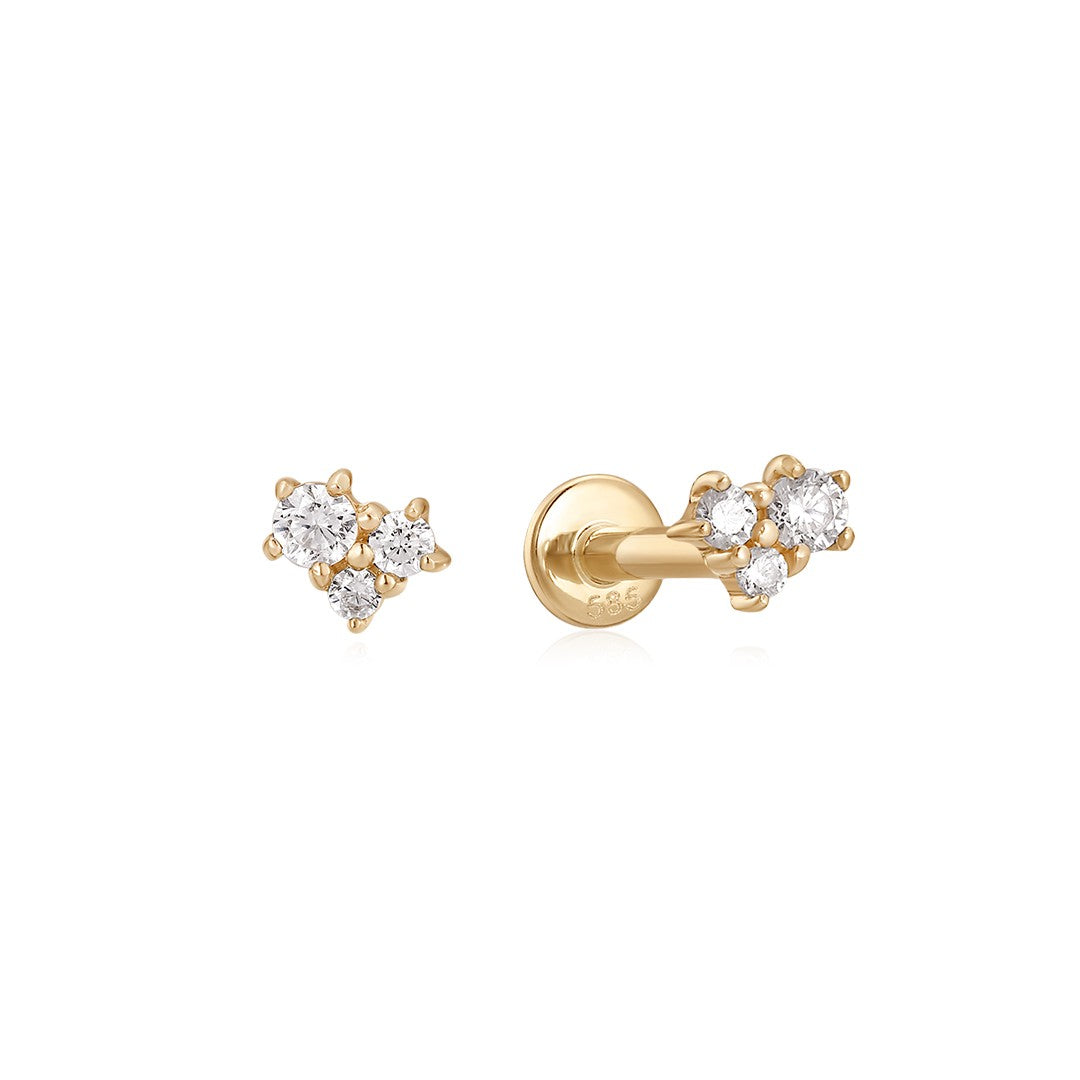 Round Lab-Grown Diamond Cluster Flat Back Piercing Stud